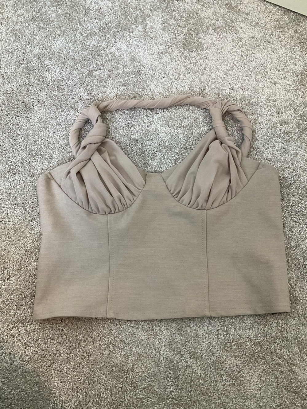 Missguided Beige Twist Strap Corset Crop Top NWT Size Small